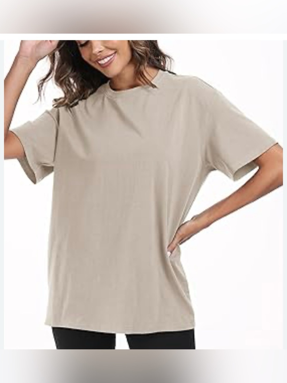 H&M Basics Short Sleeve Tee in Taupe Beige